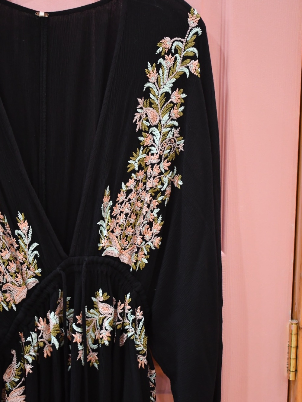 Free People Black Mini Dress with Floral Embroidery M - Picture 6 of 8